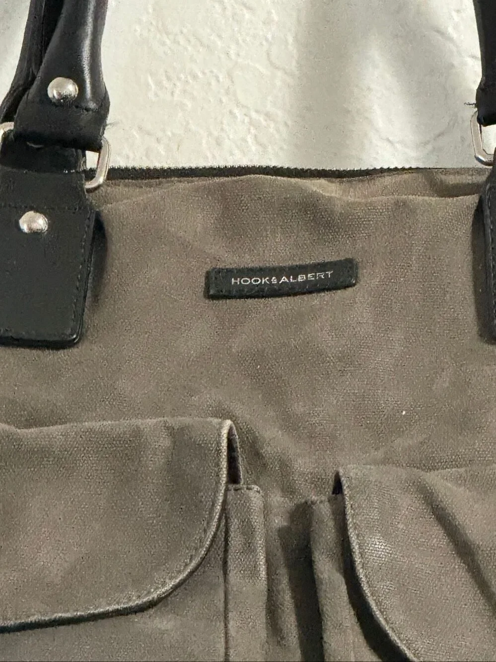 Hook & Albert Waxed Canvas w Leather Trim Garment Weekender Duffel Bag 14x20